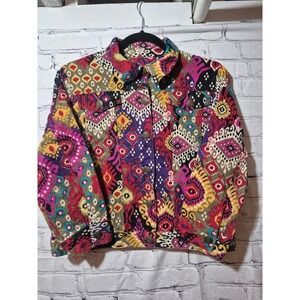 Ruby Rd. Kids Girls Colorful Patterned Button Up Jacket Size 10 Cotton 012